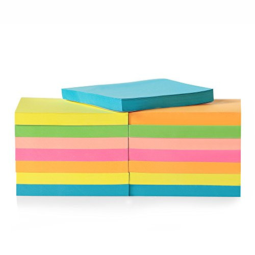 15-Pack Super Sticky Pad for Home & Office, 7.5 x 7.7cm Super Sticky Notes, Neon Sticky Pad for School, 80 Leaves/pad Sticky Notes for Reminders, Neon Colored Stickies Study Aids, Sticky Note