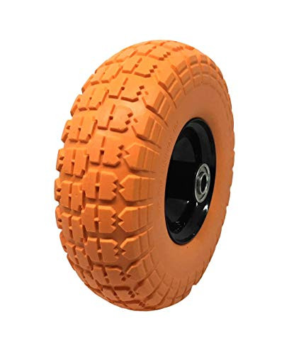 10" Flat Free Rubber Tire 5/8" Bearing Hole - Solid Tire Wheel for Lawn & Garden Dolly Hand Truck Cart/All Purpose Utility Tire on Wheel