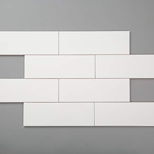 Diflart White Ceramic Subway Tile 4x12 Inch Glossy Backsplash Tiles for Kitchen Shower Bathroom Box of 7 Sqft