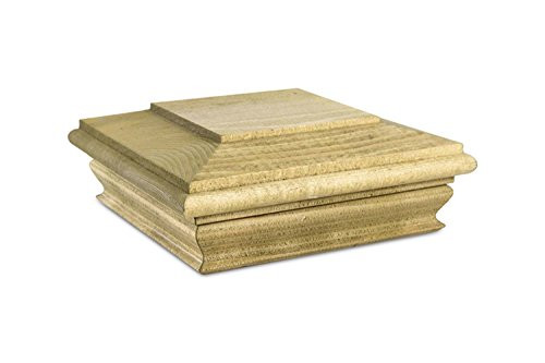 Woodway Flat Top 6x6 Post Cap  Treated Wood Fence Post Cap, Newel Post Top 6 x 6, Fits Up to 5.5 x 5.5 Inch Post, 1PC