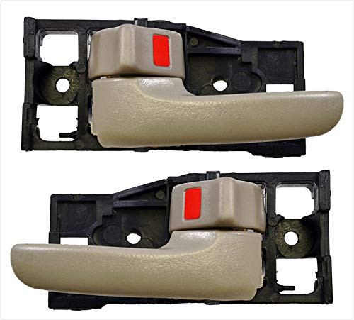 Eynpire 8077 Interior Inside Left Driver Side & Right Passenger Side Pair Set Door Handle Beige For 2004 2005 2006 Toyota Tundra - Crew Cab ONLY