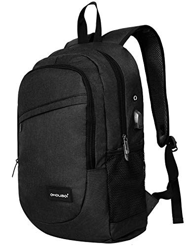 15.6" Waterproof Laptop Backpack Slim Travel Backpack for Men Women, College School Backpack Bookbag with USB Charging Port Business Work Backpack Computer Bag-Black