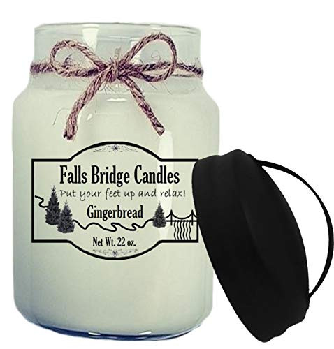Falls Bridge Candles Gingerbread Scented Jar Candle, 22-Ounce, w/Handle Lid
