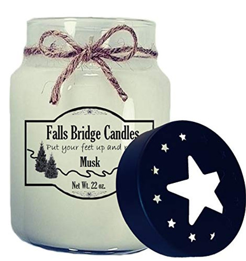 Falls Bridge Candles Musk Scented Jar Candle, 22-Ounce, w/Handle Lid