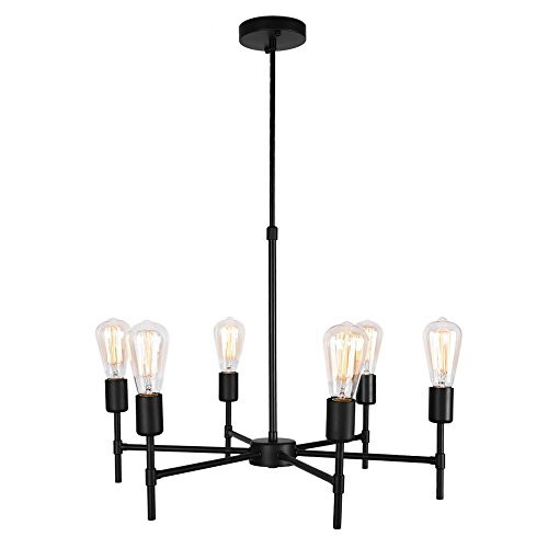 Lingkai Industrial Chandelier Pendant Light 6-Light Ceiling Lighting Kitchen Island Light Hanging Light Fixture