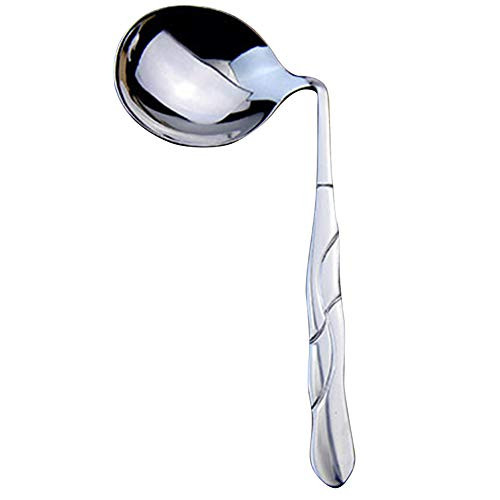 Trycooling Stainless Steel Self-Feeding Curved Utensil Angled Spoon Left Right Handed for Elderly Patients (Right Hand)