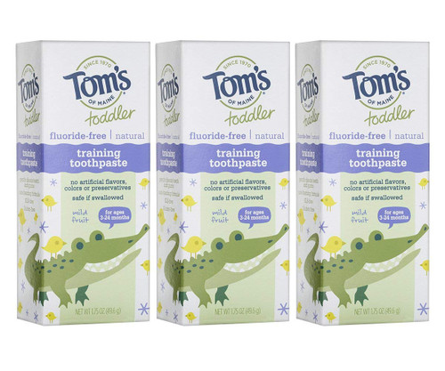 Tom's of Maine Toddlers Fluoride-Free Natural Toothpaste in Gel, Mild Fruit, 1.75 Ounce, 3 Count