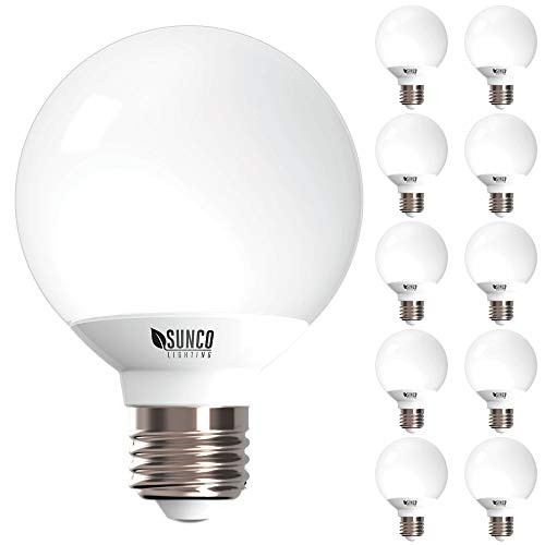 Sunco Lighting 10 Pack G25 LED Globe, 6W=40W, Dimmable, 450 LM, 2700K Soft White, E26 Base, Ideal for Bathroom Vanity or Mirror - UL & Energy Star