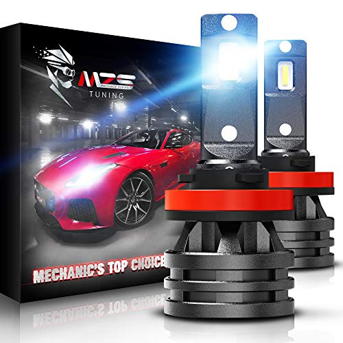 MZS Mini H11 LED Headlight Bulbs,10000LM 6500K Cool White CREE Chips H8 H9 All-in-One Conversion Kit w/360 Degree Adjustable Beam