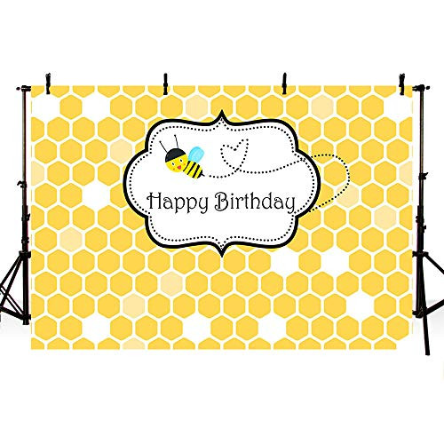 MEHOFOTO 7x5ft Sweet Bee Theme Princess Girl Happy Birthday Party Backdrop Yellow Bee-Day Honeycomb Spring Photography Background Photo Banner MEHOFOTO 7x5ft Sweet Bee Theme Princess Girl Happy Birthday Party Backdrop Yellow Bee-Day Honeycomb Spring Photography Background Photo Banner