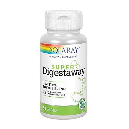 Solaray Super Digestaway Digestive Enzyme Blend | Healthy Digestion & Absorption of Proteins, Fats & Carbohydrates | Lab Verified | 90 VegCaps