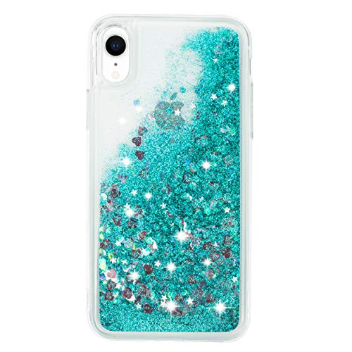 iPhone XR case, iPhone XR Quicksand Glitter Bling TPU case, Flowing Liquid Sparkle case (Turquoise)