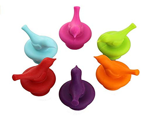 Little Bird Wine Bottle Stopper by Asahi, (Assorted Color, Set of 6)