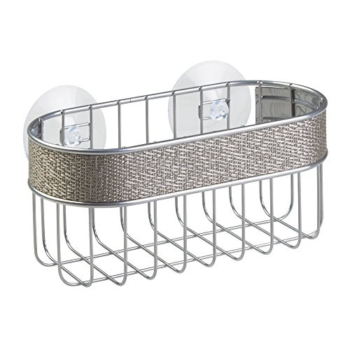 InterDesign Twillo Suction Bathroom Shower Caddy Basket for Shampoo, Conditioner, Soap - Metallico