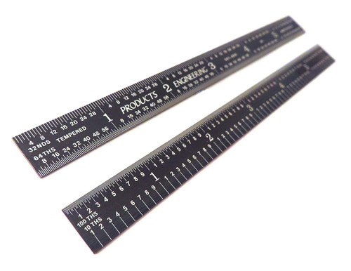 PEC Tools 6' 5R flexible black chrome, 'High Contrast' machinist ruler with markings 1/10', 1/100', 1/32' and 1/64'