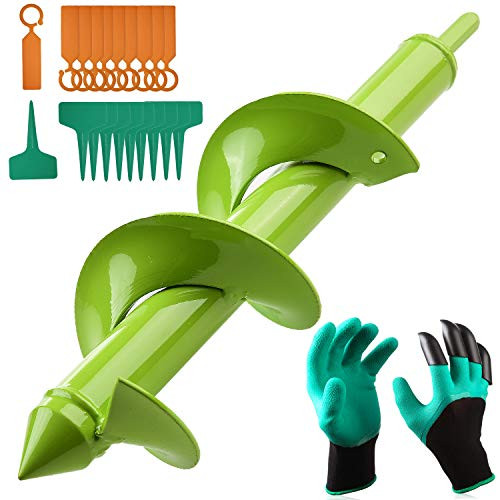 Gesoon Auger Drill Bit 3" x 12", Non-slip Garden Plant Flower Bulb Auger, Rapid Planter Earth Auger Bit, Fence Post or Umbrella Hole Digger for 3/8" Hex Drive Drill - Bulb & Bedding Plant Auger