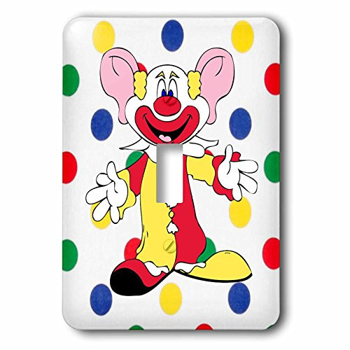 3dRose lsp_204252_1 Print of Colorful Clown on Multicolor Dots Single Toggle Switch