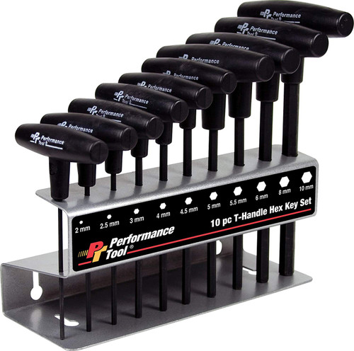 Performance Tool W80275 Metric T-Handle Hex Key Set, 10-Piece
