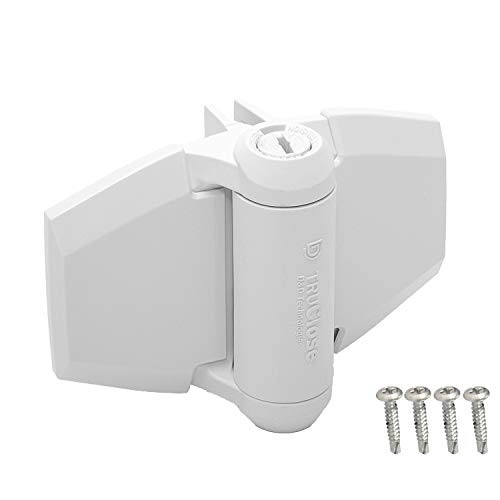 D&D Technologies TruClose TCA3L2S3WTS Regular Duty Gate Hinge, Self Closes Gates Up to 66 lb, Tension Adjustable, for Square Post Vinyl or Wood Gates, (White)