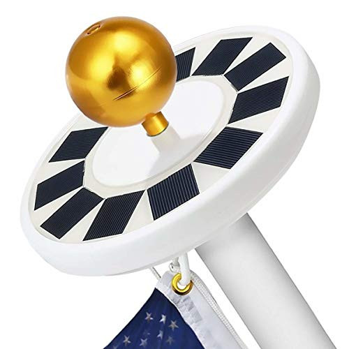 Bjour Solar Flag Pole Light, Auto On/Off Flagpole Solar Lights, LED Solar Spotlight for Standard 15 to 25 Ft Flagpoles Topper, Flag Pole Downlight Lighting, IP65 Waterproof, BX-1730, White