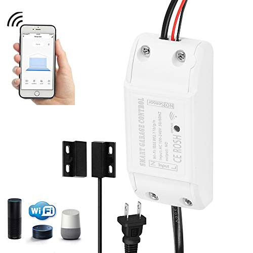 WiFi Smart Garage Door Controller Wireless Garage Door Opener WiFi APP Switch Remote Control Compatible with Alexa Google Home and IFTTT