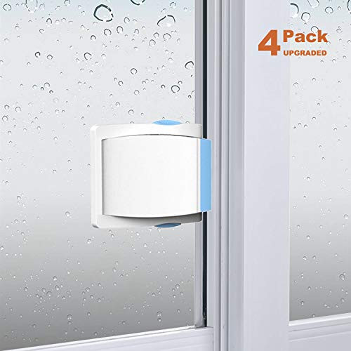 Sliding Glass Door Child Lock - OKEFAN 4 Pack Baby Safety Slide Window Locks for Kids Proof Patio Closet Doors No Drilling Tools Needed (Blue)