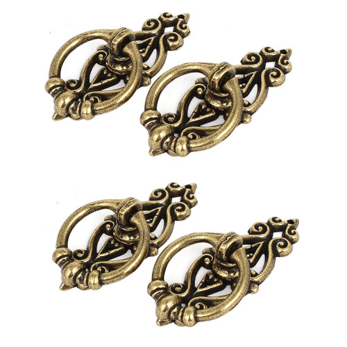 uxcell 65mmx26mmx18mm Metal Drop Ring Pull Handles Knobs 4pcs for Wardrobe Drawer