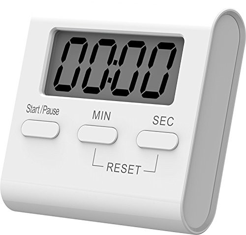 Nerissa Wrenwane Digital Kitchen Timer, Big Digits, Loud Alarm, Magnetic Backing, Stand, for Cooking Baking Sports Games Office (White)