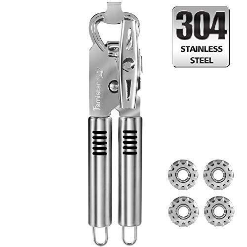 Manual Can Opener?Famistar Stainless Steel Smooth Edge Good Grips Can Tin & Jar Opener with Built-in Bottle Opener Manual Can Opener?Famistar Stainless Steel Smooth Edge Good Grips Can Tin & Jar Opener with Built-in Bottle Opener