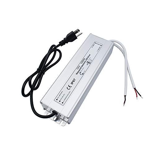 inShareplus LED Power Supply, 150W IP67 Waterproof Outdoor Driver,AC 90-265V to DC 12V 12.5A Low Voltage Transformer, Adapter with 3-Prong Plug for LED Light, Computer Project, Outdoor Use