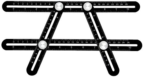 AMENVTOOL Universal Angularizer Ruler - Full Metal Multi Angle Measuring Tool-Upgraded Aluminum Alloy Multi Functional Ruler(Black)-Ultimate Angleizer Template Tool