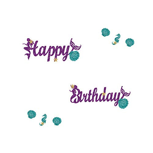 LJCL Mermaid Happy Birthday Banner,Mermaid Birthday Party Supplies Favor,Under the Sea Theme Baby Shower Decorations