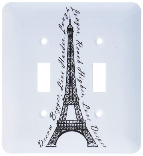 3dRose lsp_165895_2 Paris Dream Bigger Inspirational Design Black and White Light Switch Cover