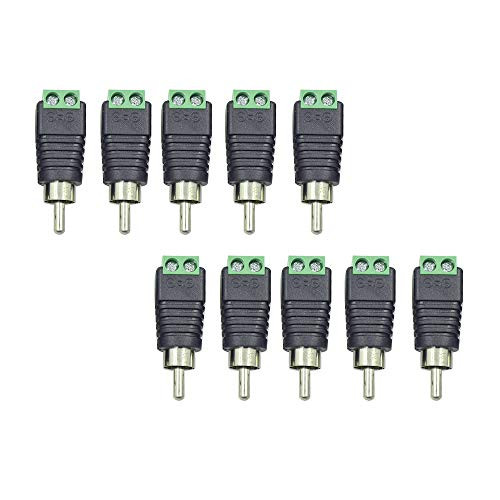 Hxchen RCA Cable Audio Adapter RCA Male Plug to AV Screw Terminal Audio/Video Speaker Wire Connectors Solderless Adapter - (10 Pcs)
