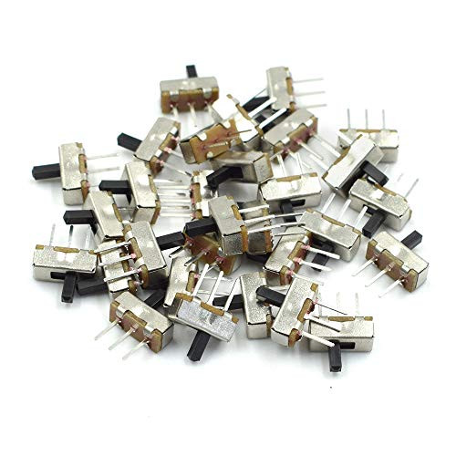 Hxchen High Knob 3Pin 2 Position 1P2T SPDT Vertical Slide Switch 0.5 Amp 50V DC Handle Length 4mm - (30 Pcs)