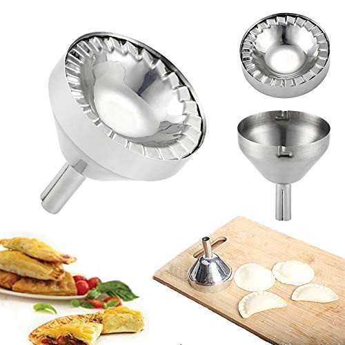 Conveasy Stainless Steel Dumpling Maker Press Mold Funnel Dough Cutter Dumpling Pie Ravioli Empanada Pierogi Press Wrapper Pastry Tools  3 inches