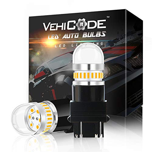 VehiCode Bright 950Lms 3157 Dual Function LED Light Bulb (3000K Amber Yellow) Kit - 3156 3457 3047 3057 4057 4157 4114 Replacement for Car Turn Signal Blinker DRL Daytime Running Light Lamps (2 Pack)