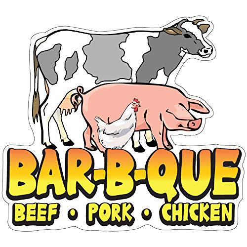 SignMission Bar-B-Que Beef Pork Chicken 16" Decal Concession Stand Food Truck Sticker, Size