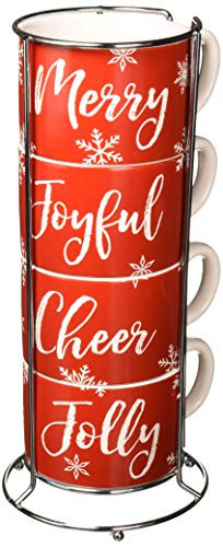 DEI 80051 Ceramic Mug, 6.25 x 6.25 x 13.25, Red/White