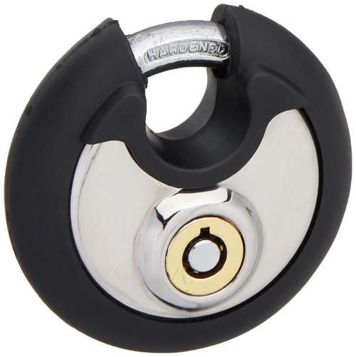 FJM Security SX-796-KA Hardened Steel Disc Padlock with Tubular Keyway and Rubber Bumper, Keyed Alike