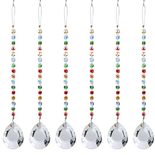 Longsheng Chandelier Crystals Ball Prisms Rainbow Round Beads Chakra Suncatcher for Gift,Car,Window,Set of 6 Longsheng Chandelier Crystals Ball Prisms Rainbow Round Beads Chakra Suncatcher for Gift,Car,Window,Set of 6