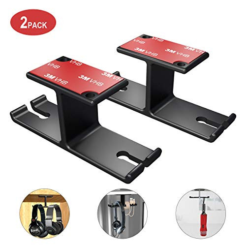 2 Pack Headphone Stand Hanger,DEASEN Double Headphones Stand Aluminum Headset Holder Under Desk Dual Headsets Stand Earphone Hanger Hook with Cable Organizer for All Headphones (Black) 2 Pack Headphone Stand Hanger,DEASEN Double Headphones Stand Aluminum Headset Holder Under Desk Dual Headsets Stand Earphone Hanger Hook with Cable Organizer for All Headphones (Black)