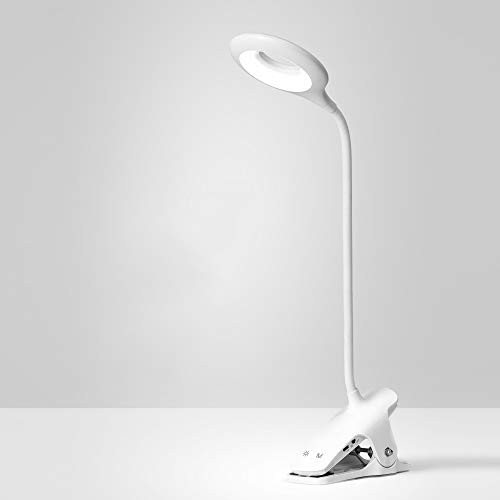 Clip on Reading Light Dimmable LED Desk Lamp Rechargeable Reading Lights for Books in Bed 360°Flexible Gooseneck Eye-Care Book Light(Upgraded)
