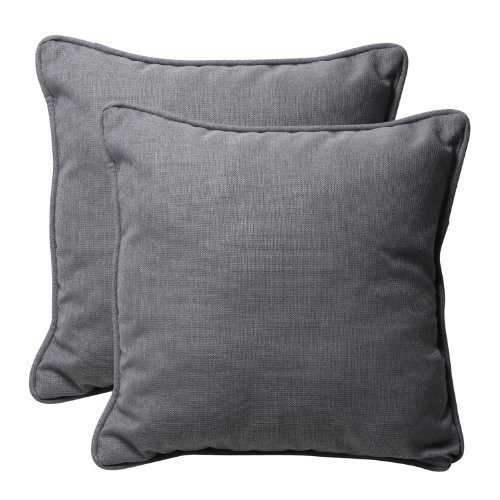 Pillow Perfect Decorative Textured Solid Square Toss Pillows, 18-1/2"L x 18-1/2"W x 5" D, Gray