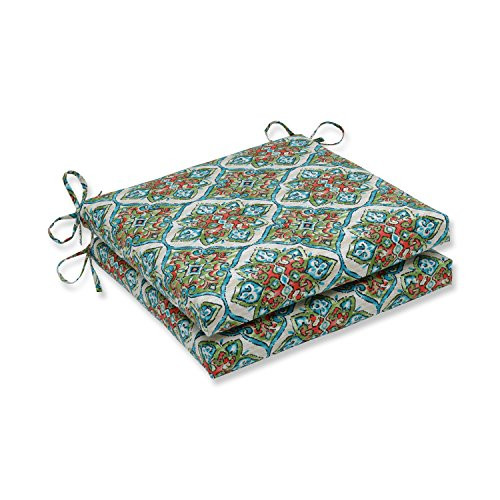 Pillow Perfect Outdoor | Indoor Splendor Opal Squared Corners Seat Cushion 20x20x3, 20 in. L X 20 in. W X 3 in. D, 2 Piece