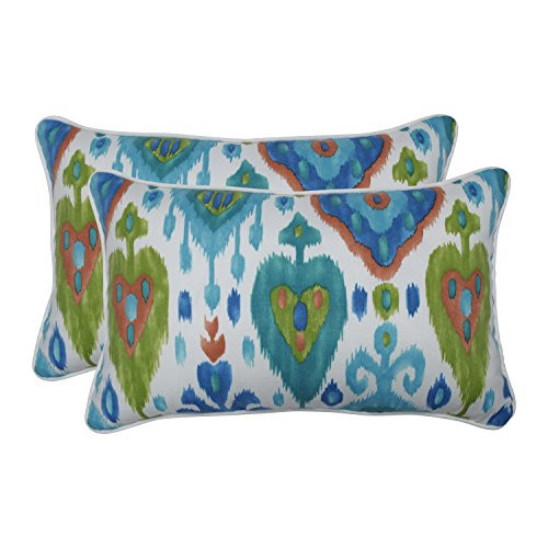 Pillow Perfect Outdoor | Indoor Paso Caribe Rectangular Throw Pillow (Set of 2), Blue