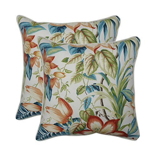 Pillow Perfect Outdoor | Indoor Botanical Glow Tiger Lily 18.5-inch Throw Pillow (Set of 2), Blue
