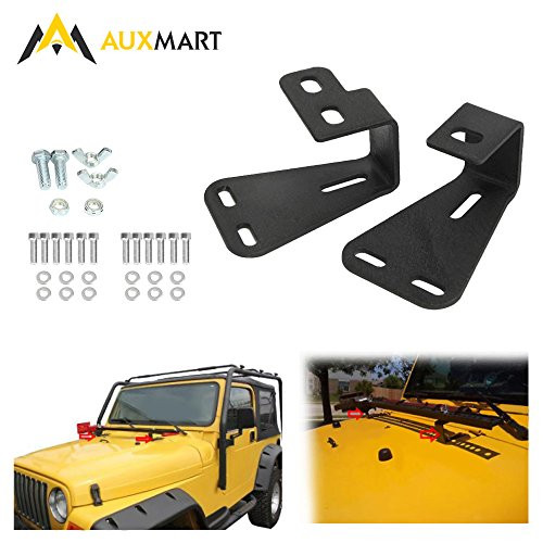 AUXMART High Lift Jack Mount Hood Bracket Fit for Jeep Wrangler CJ 1944-1986/ YJ 1987-1995/TJ 1997-2006- Pair, Black AUXMART High Lift Jack Mount Hood Bracket Fit for Jeep Wrangler CJ 1944-1986/ YJ 1987-1995/TJ 1997-2006- Pair, Black