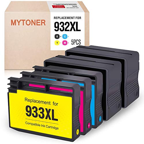 MYTONER 932xl 933xl Compatible Ink Cartridge Replacement for HP 932 XL 933 XL 932 933 Combo Pack for HP Officejet 6600 6700 7110 7612 6100 7610 Printer (2 Black, Cyan, Magenta, Yellow, 5-Pack)