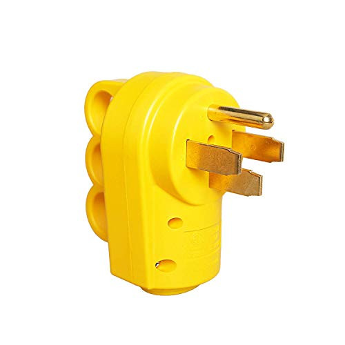 RV Power Adapter Camper Cord - 50amp Male Replacement Plug with Handle,14-50P 125/250V, 6AWG/3C+8AWG/1C (50A Male Plug)